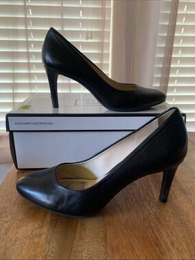 Alex Marie Ella Black Leather High Heels 7 7M